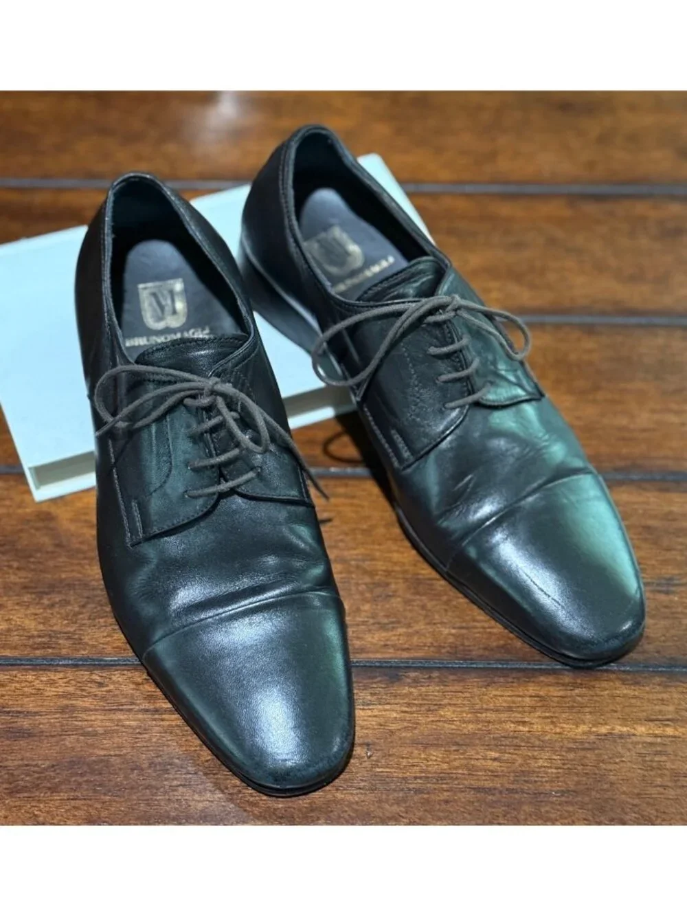 size 7 1/2 M Bruno Magli black lace up dress shoes mens oxford‎ 7.5